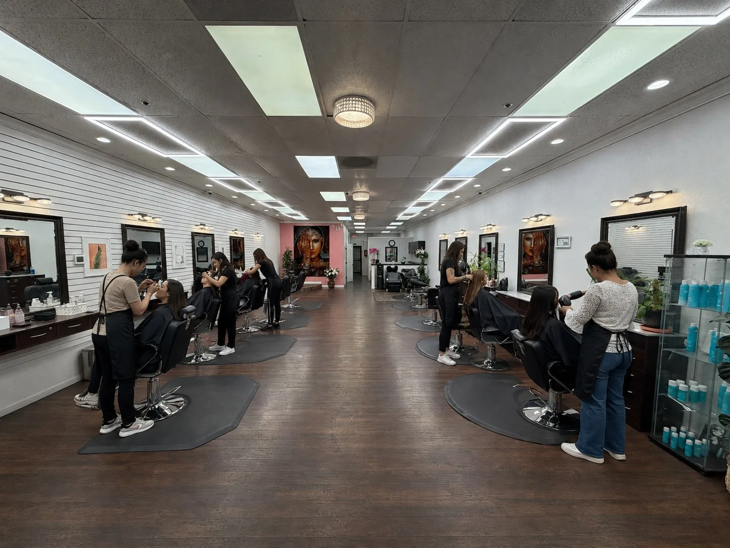 Stylists working the full salon floor at PT Salon Pleasanton